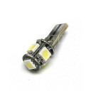 Superlight LED autožárovka T10 W5W 12V 5 Led diod SMD 5050 bílá 6500K CANBUS