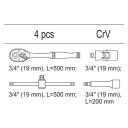 Vložka do zásuvky- sada ráčen a nástavců, 3/4" 4ks